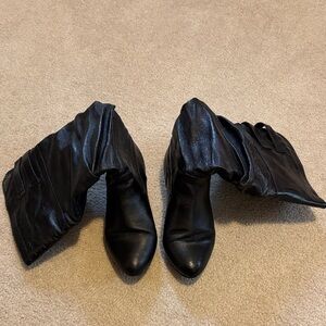 Steve Madden Black Slouchy Leather Women's Boots w/ Wide Calf